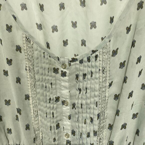 Loop 18 Women's Green Paisley Sheer Tie Waist Button Front Blouse Size 21/23 - Picture 5 of 8